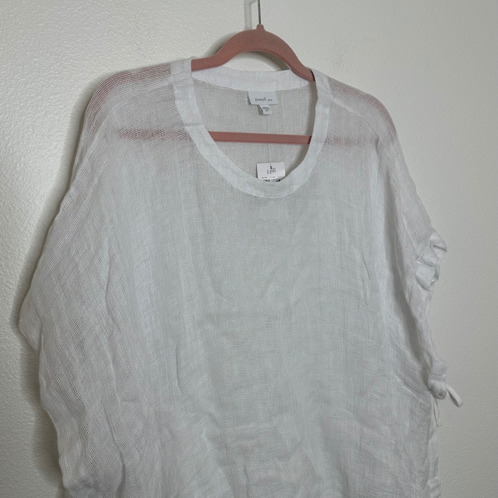 J. Jill Lightweight White Linen Tunic Top - Picture 4 of 9